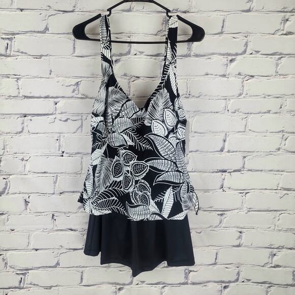 Azul by Maxine of Hollywood Leaf Swim Dress Womens 12 Tropical cruise  vacation - Picture 2 of 12